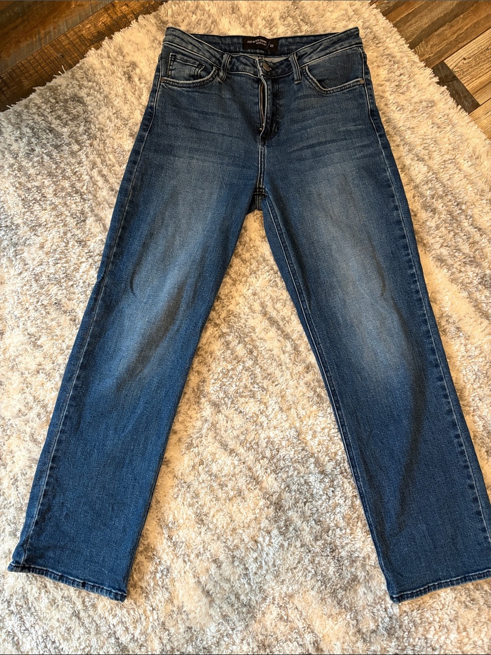 Just Black Straight Leg Jeans in Medium Blue Wash